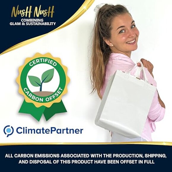 White Gift Bags Medium Size–Set of 12 Shiny White Reusable Gift Bags With Handle - Picture 4 of 4